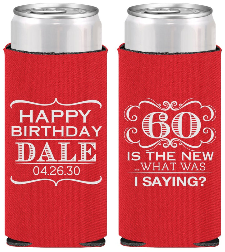 Personalized Birthday Slim Can Coolers - 60th | 20070