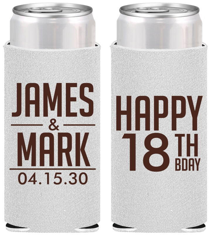 Personalized Birthday Slim Can Coolers - 18th | 20074