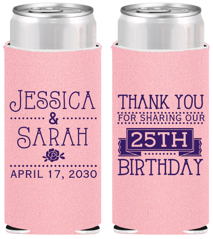 Personalized Birthday Slim Can Coolers - 25th | 20075
