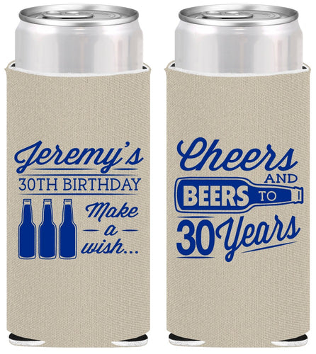 Personalized Birthday Slim Can Coolers - Cheers Beers To 30 Years | 20076
