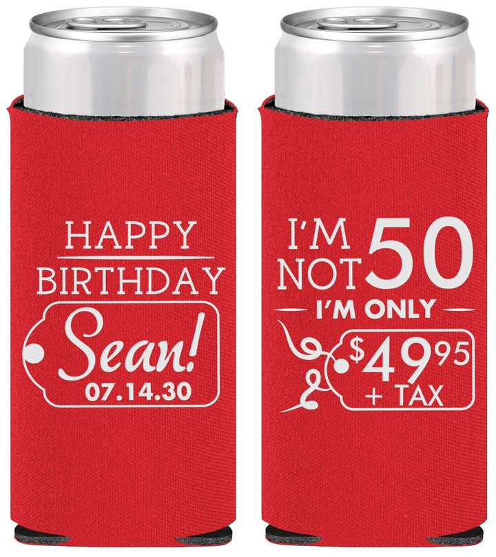 Personalized Birthday Slim Can Coolers - 50th | 20080