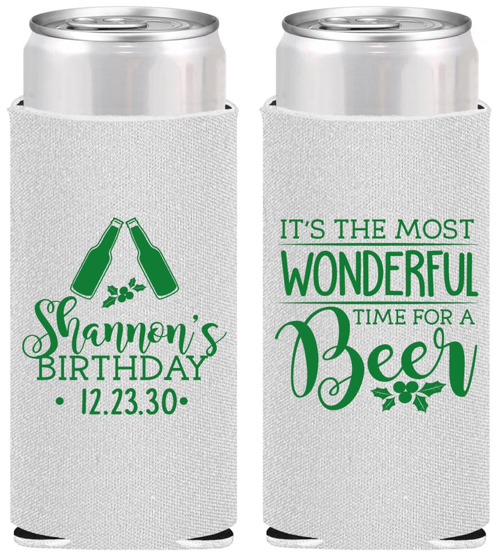 Personalized Birthday Slim Can Coolers - Christmas | 20082