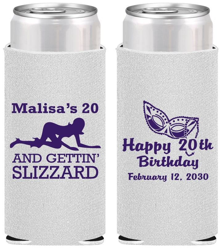 Personalized Birthday Slim Can Coolers - 20th Mardi Gras | 20084