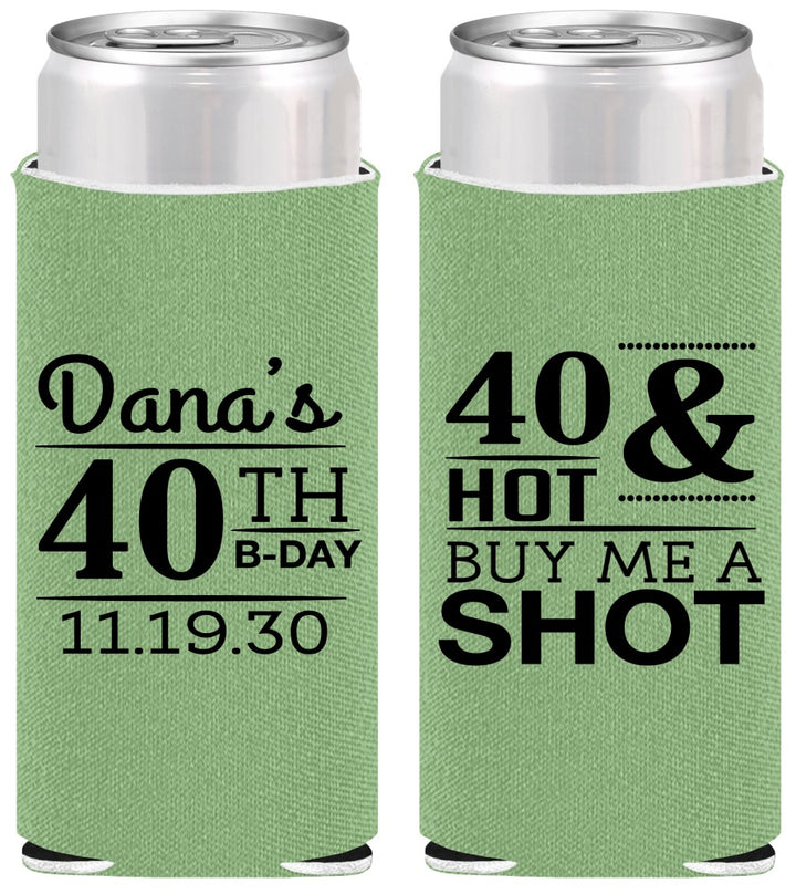 Personalized Birthday Slim Can Coolers - 40th | 20086
