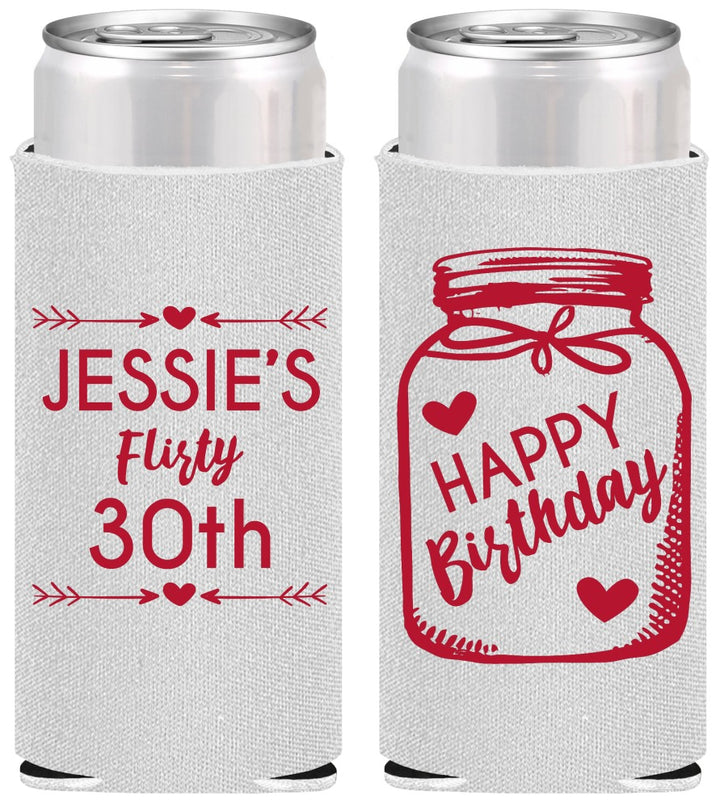 Personalized Birthday Slim Can Coolers - 30th Flirty At Thirty | 20087