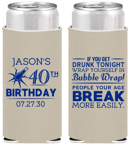 Personalized Birthday Slim Can Coolers - 40th | 20088