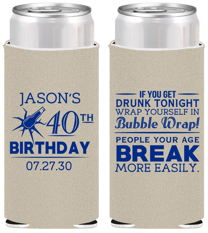 Personalized Birthday Slim Can Coolers - 40th | 20088