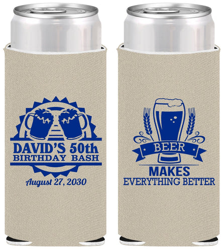 Personalized Birthday Slim Can Coolers - 50th | 20089