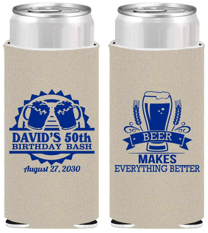 Personalized Birthday Slim Can Coolers - 50th | 20089