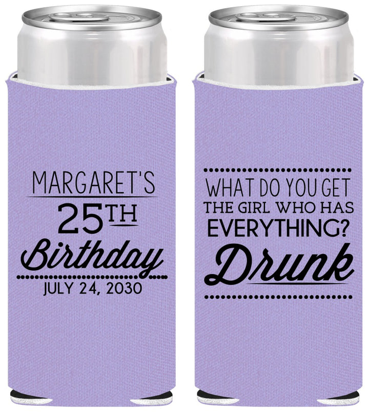 Personalized Birthday Slim Can Coolers - 25th | 20093