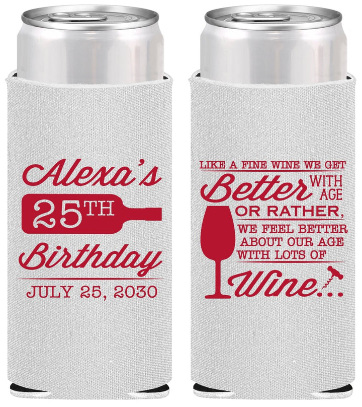 Personalized Birthday Slim Can Coolers - 25th Wine | 20099