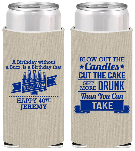 Personalized Birthday Slim Can Coolers - 40th | 20101