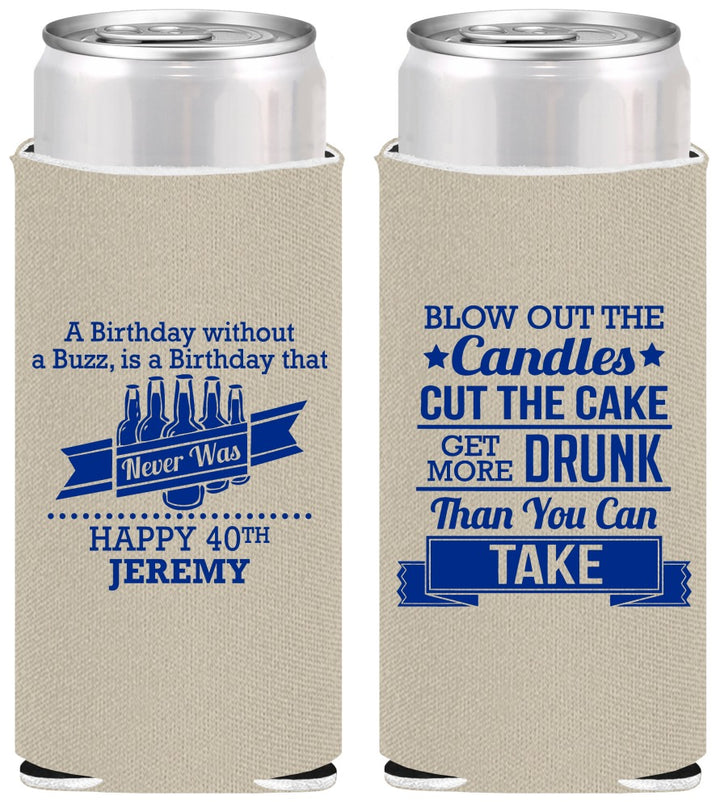 Personalized Birthday Slim Can Coolers - 40th | 20101