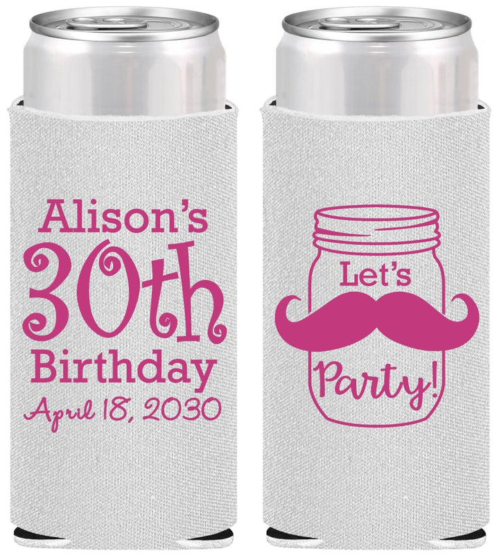 Personalized Birthday Slim Can Coolers - 30th | 20104