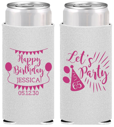 Personalized Birthday Slim Can Coolers - 65th | 20105