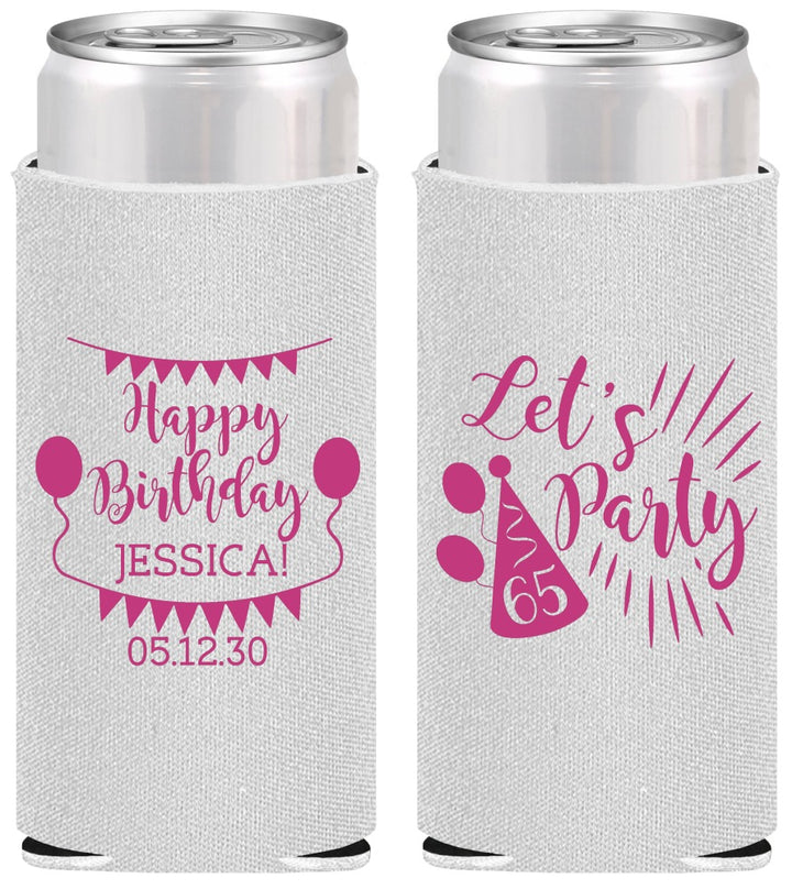 Personalized Birthday Slim Can Coolers - 65th | 20105
