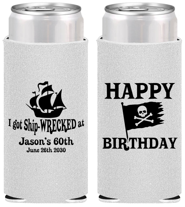 Personalized Birthday Slim Can Coolers - 60th Pirate | 20106
