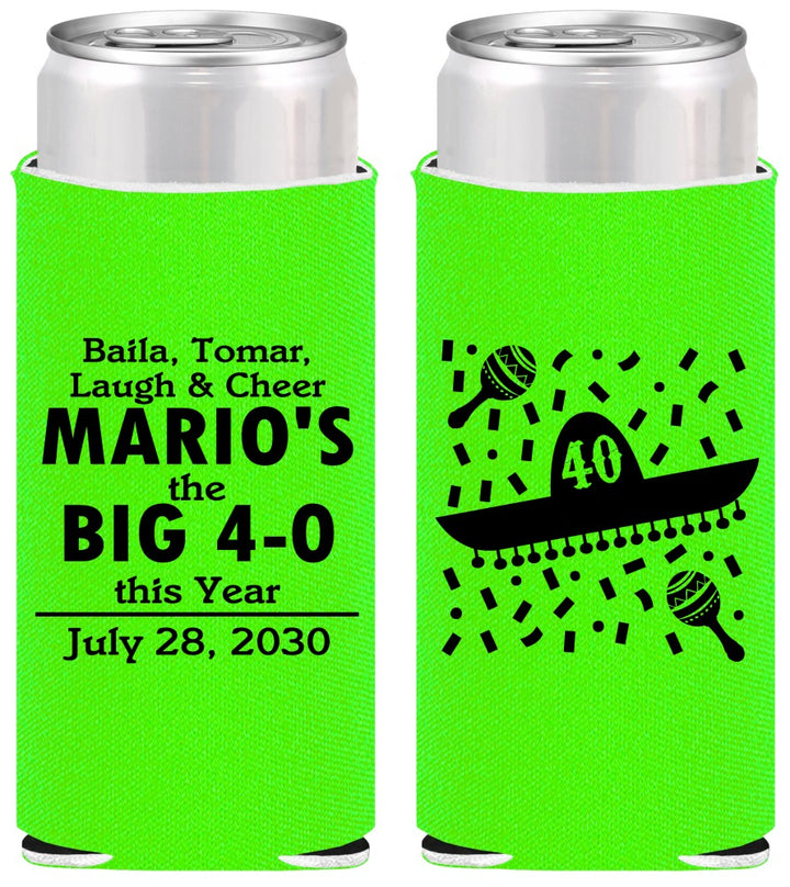 Personalized Birthday Slim Can Coolers - 40th Mexico | 20109