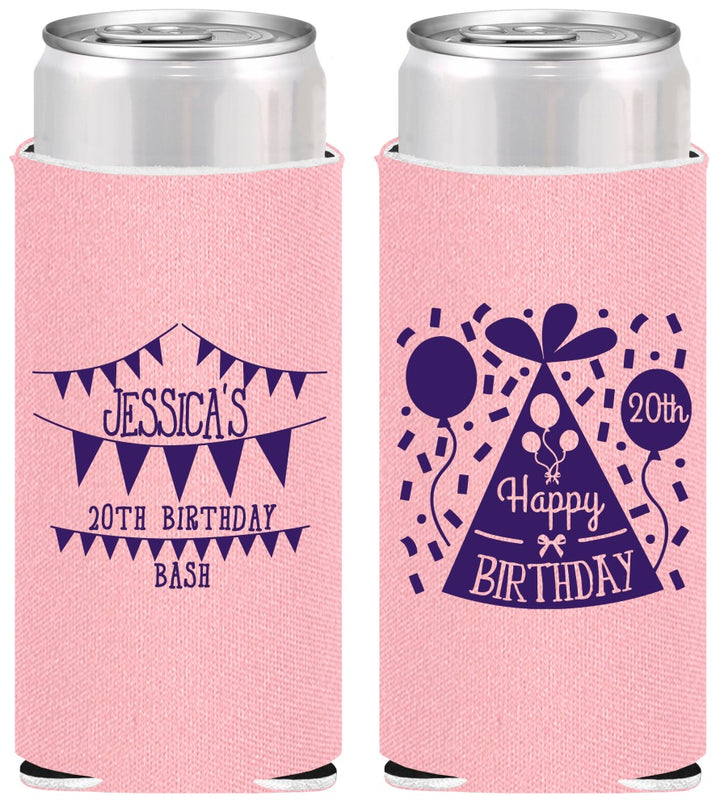 Personalized Birthday Slim Can Coolers - 20th | 20113