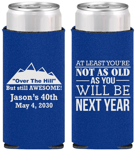 Personalized Birthday Slim Can Coolers - 40th Over The Hill | 20121