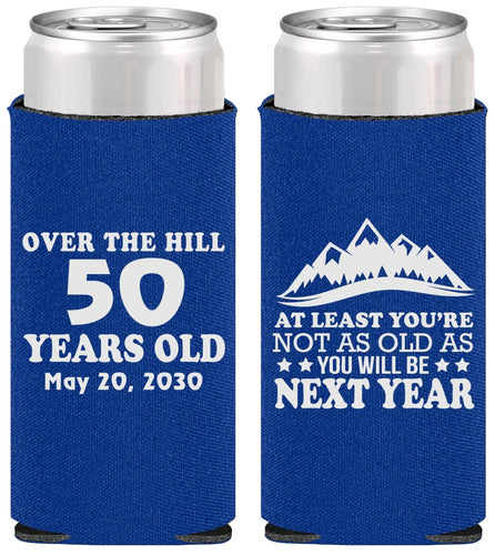 Personalized Birthday Slim Can Coolers - 50th Over The Hill | 20124