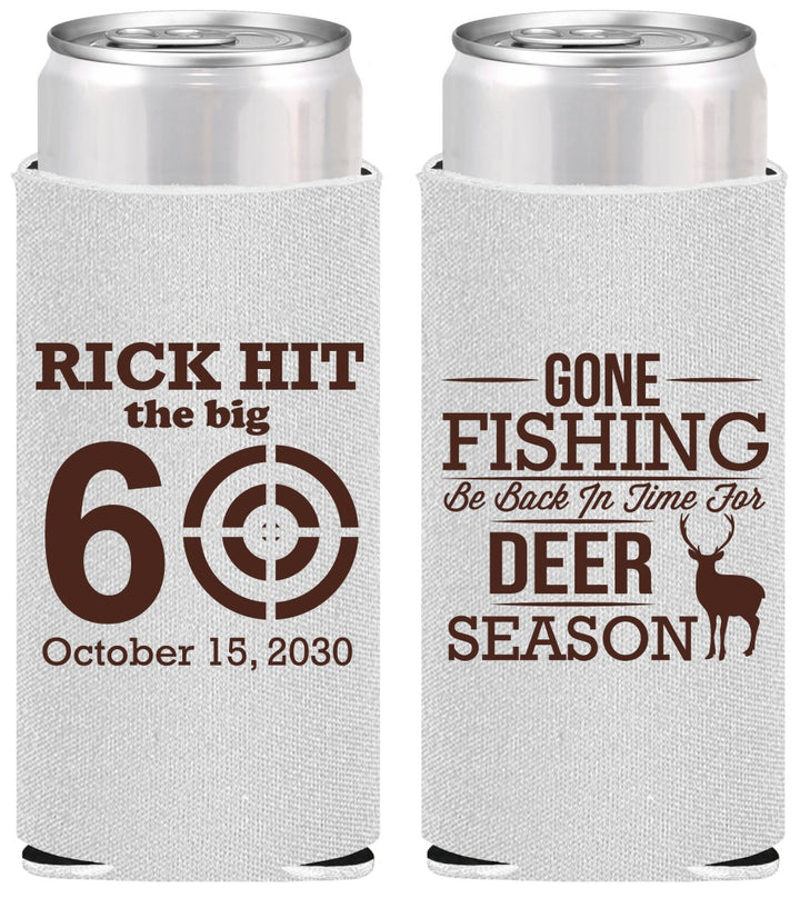 Personalized Birthday Slim Can Coolers - 60th Gone Fishing | 20126