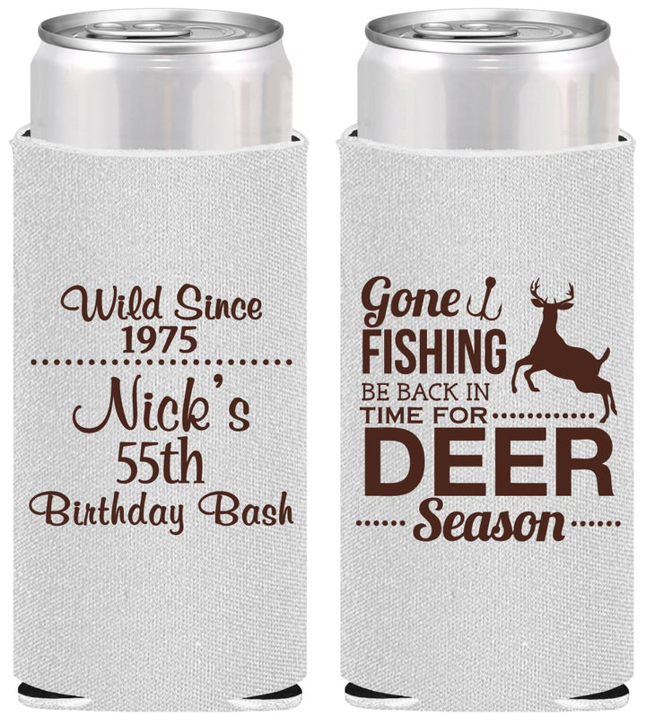 Personalized Birthday Slim Can Coolers - 55th Gone Fishing | 20128