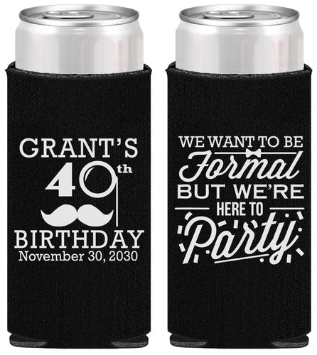Personalized Birthday Slim Can Coolers - 40th | 20130