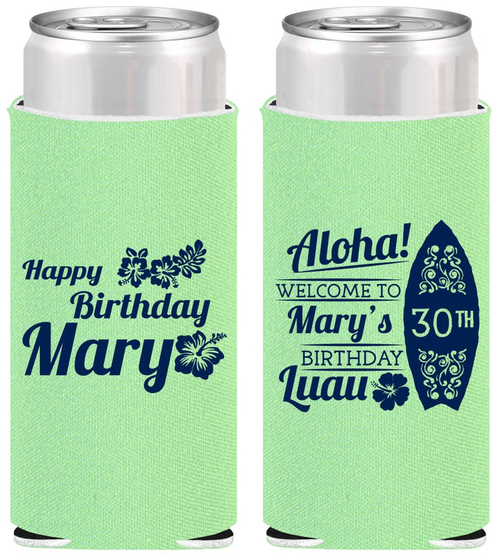 Personalized Birthday Slim Can Coolers - 30th Hawaii | 20136