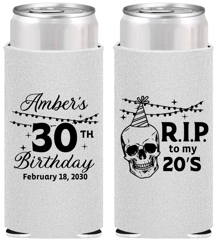 Personalized Birthday Slim Can Coolers - 30th Rip 20 | 20140