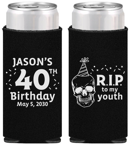 Personalized Birthday Slim Can Coolers - 40th Rip Youth | 20141