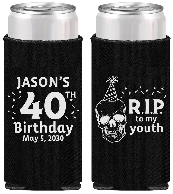 Personalized Birthday Slim Can Coolers - 40th Rip Youth | 20141