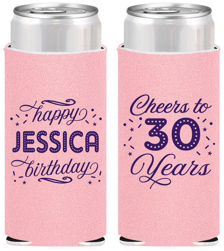 Personalized Birthday Slim Can Coolers - Cheers To 30 Years | 20142
