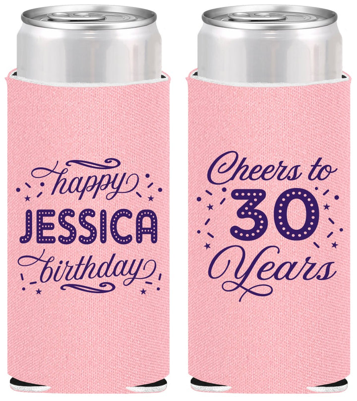 Personalized Birthday Slim Can Coolers - Cheers To 30 Years | 20142