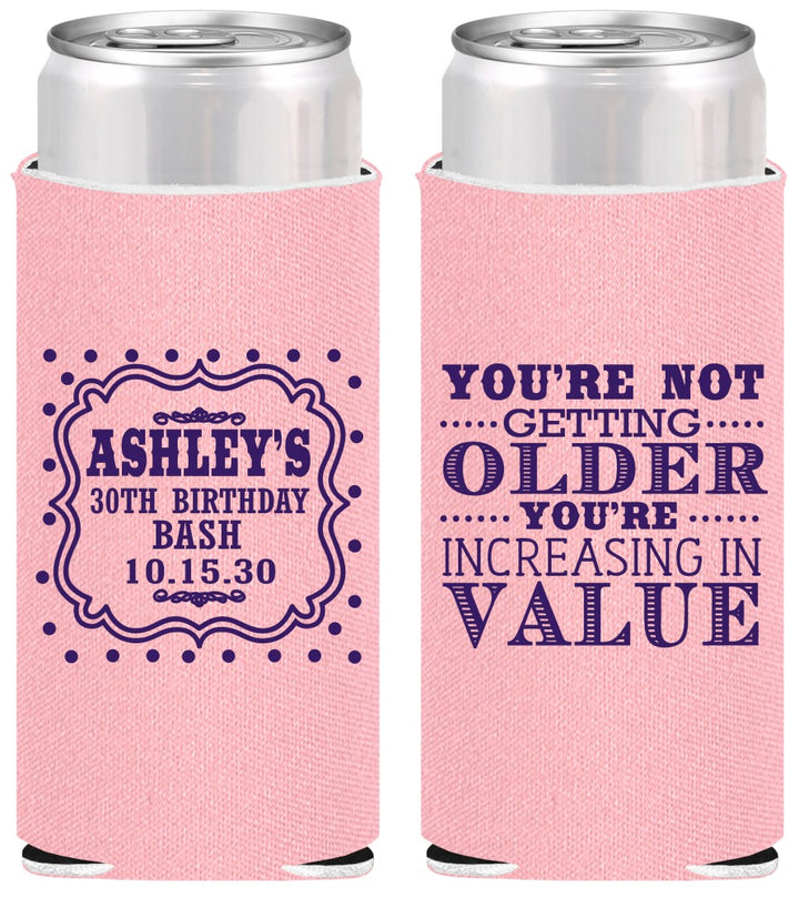 Personalized Birthday Slim Can Coolers - 30th | 20149