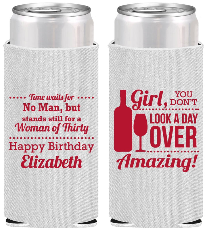 Personalized Birthday Slim Can Coolers - Look A Day Over Amazing | 20150