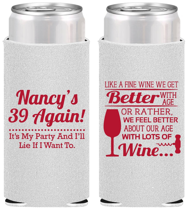 Personalized Birthday Slim Can Coolers - 40th Wine | 20154