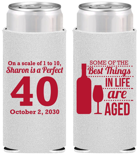 Personalized Birthday Slim Can Coolers - 40th Wine | 20155