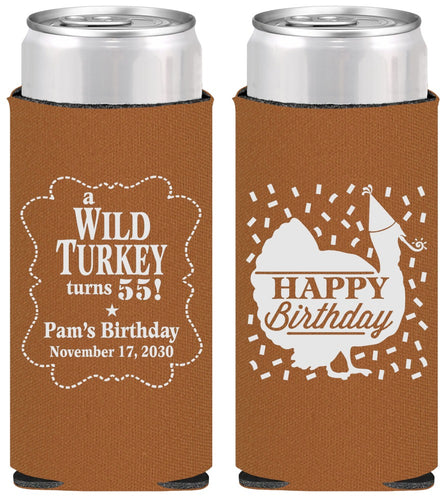 Personalized Birthday Slim Can Coolers - 55th Wild Turkey | 20159
