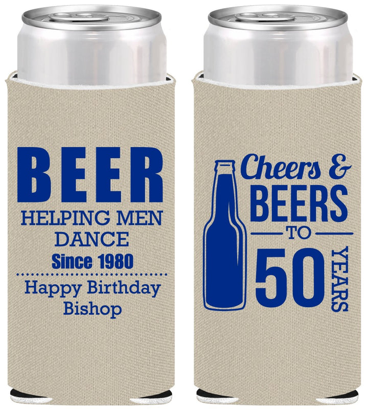 Personalized Birthday Slim Can Coolers - Cheers Beers To 50 Years | 20160