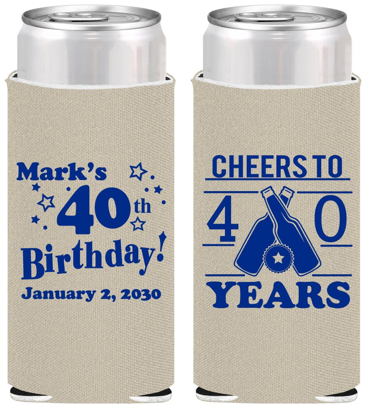 Personalized Birthday Slim Can Coolers - Cheers To 40 Years | 20162