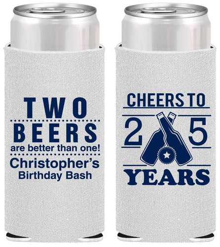Personalized Birthday Slim Can Coolers - Cheers To 25 Years | 20163