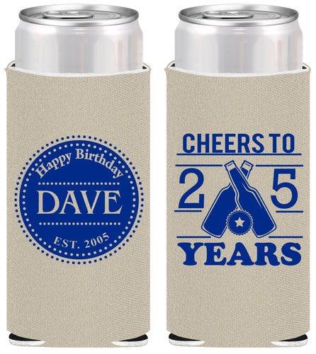 Personalized Birthday Slim Can Coolers - Cheers To 25 Years | 20164