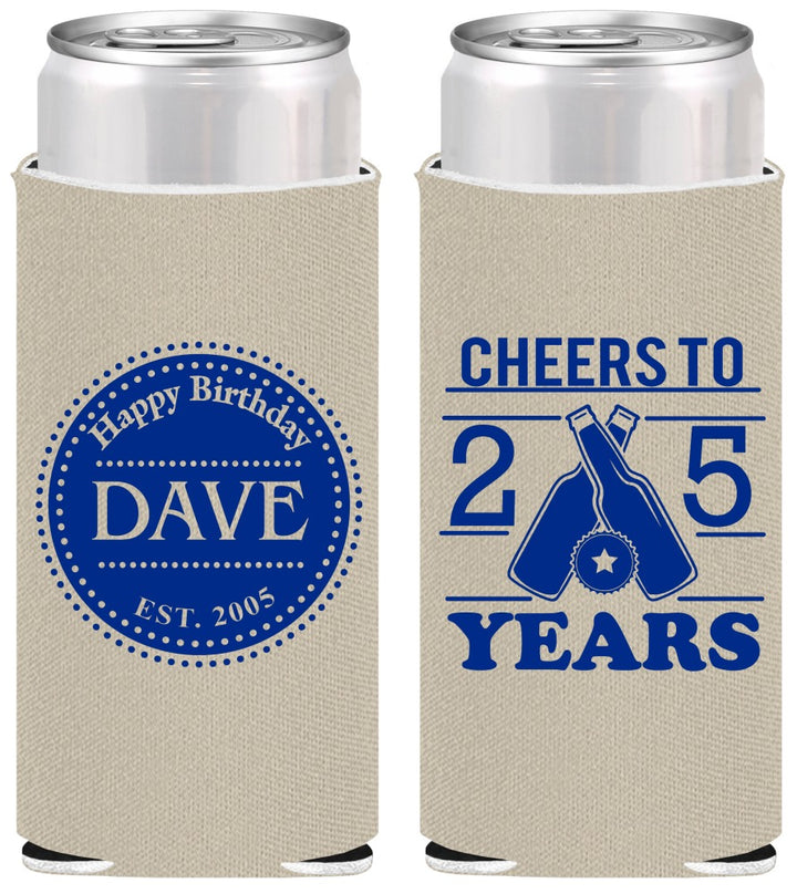 Personalized Birthday Slim Can Coolers - Cheers To 25 Years | 20164