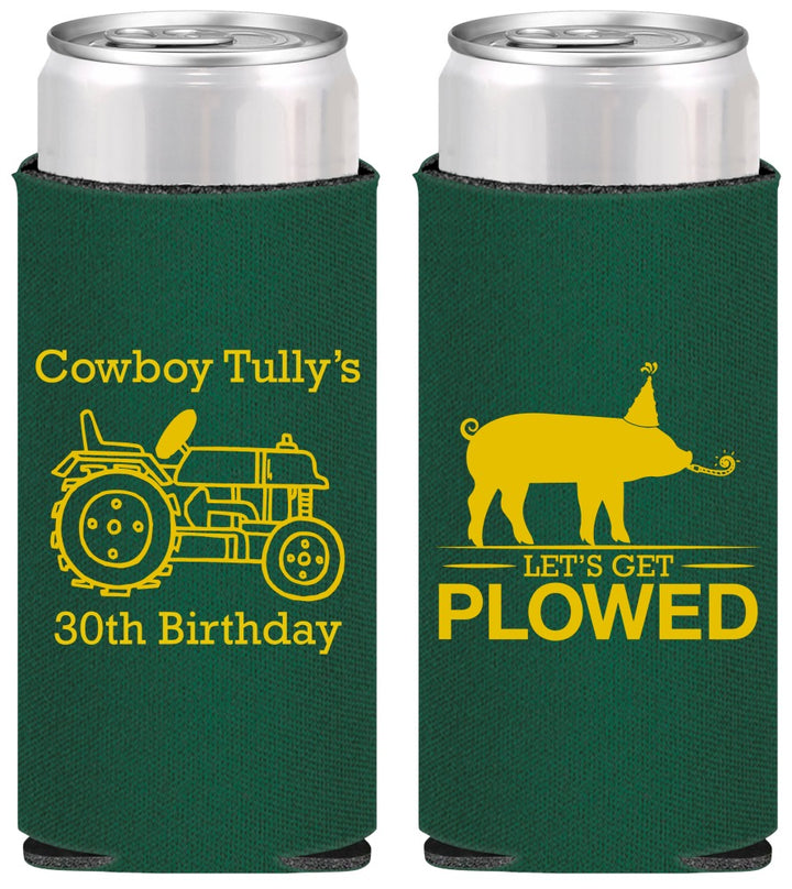 Personalized Birthday Slim Can Coolers - 30th Get Plowed | 20166