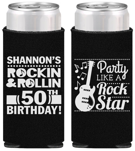 Personalized Birthday Slim Can Coolers - 50th Rock Star | 20173