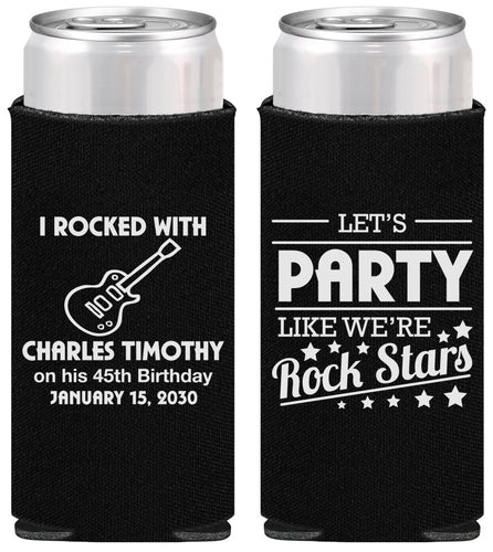 Personalized Birthday Slim Can Coolers - 45th Rock Star | 20176