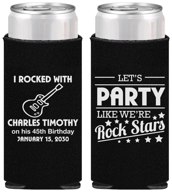 Personalized Birthday Slim Can Coolers - 45th Rock Star | 20176