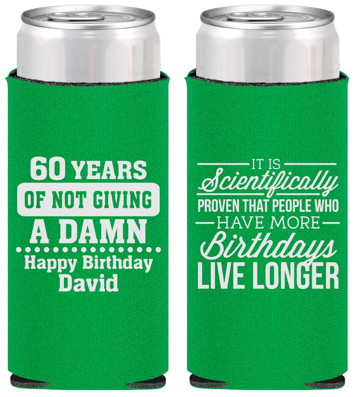 Personalized Birthday Slim Can Coolers - 60th | 20180