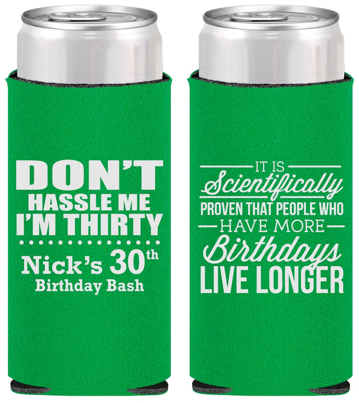 Personalized Birthday Slim Can Coolers - 30th | 20182